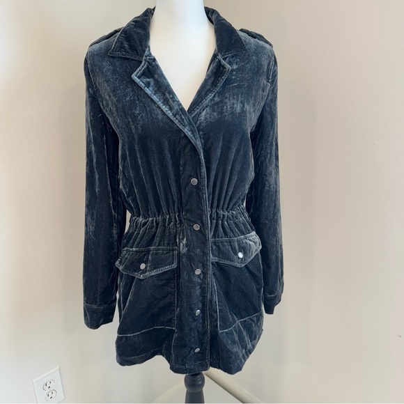 Lucky Brand Jackets & Blazers - Lucky Brand Luxe Velvet Gray Utility Jacket S NWT